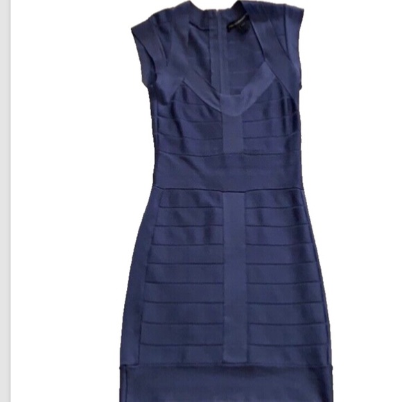 FRENCH CONNECTION BANDAGE BODYCON DRESS BLUE SIZE 6 SIMILAR TO HERVE LEGER - Picture 2 of 12